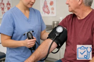 Blood pressure cuff on arm