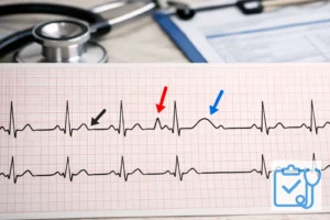 ECG waveform with multiple waves