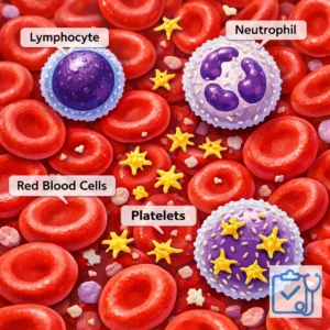 Platelets under microscope